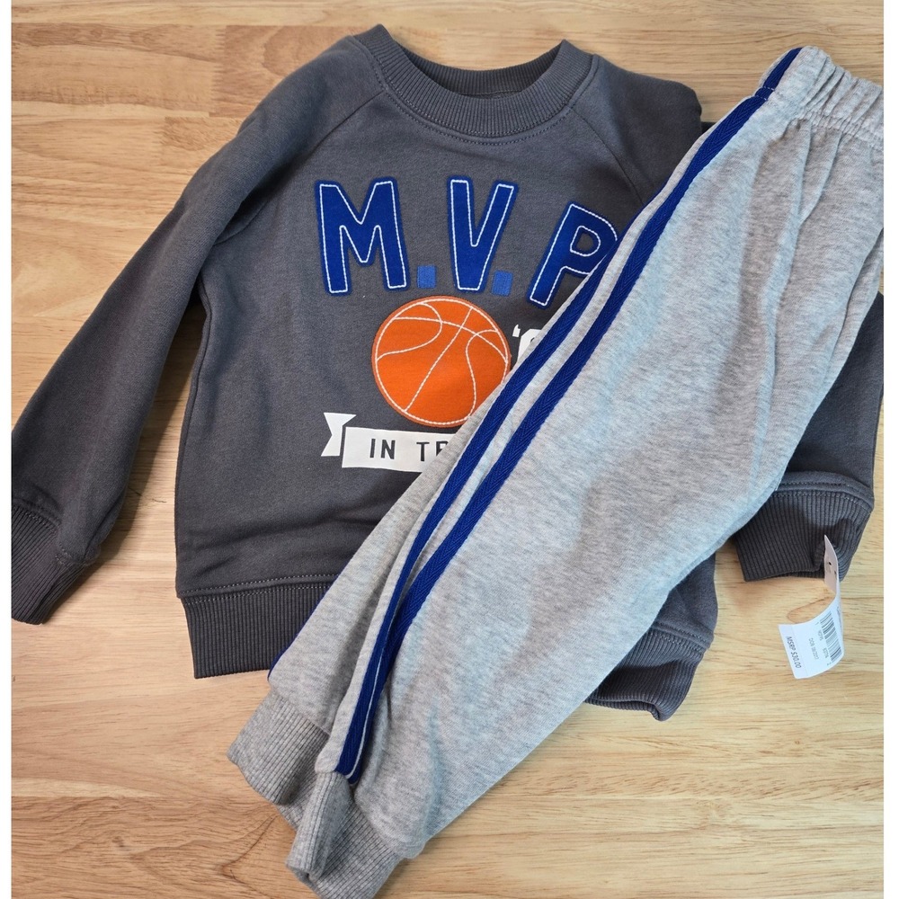 Carters Toddler Boys 2T MVP Basketball Sweatshirt and Jogger Pants Set NWT